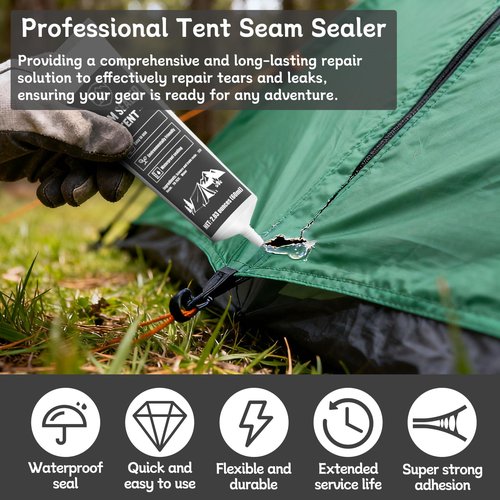 NICE2MEU 120ml Tent Seam Sealer, Waterproof & Leak-Proof, Quick Drying & Transparent, Seam Sealer Tent Sealant Repair Kit for Tents, Sleeping Mats, Awnings