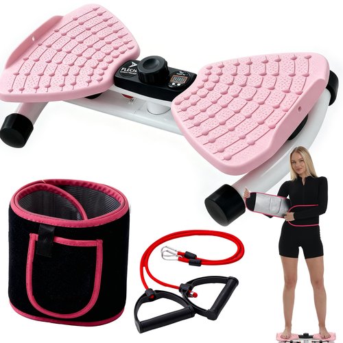 FLÉCHA Waist Twister Machine Exercise, Ab Workout Equipment, Waist Twisting Exercise Board with Digital Counter, Tracks Time Twists Calories, Non-Slip Core Trainer, 300 lb Capacity, Twist Board with Sweat Belt & Virtual Workout Plan, Resistance Bands, Pin