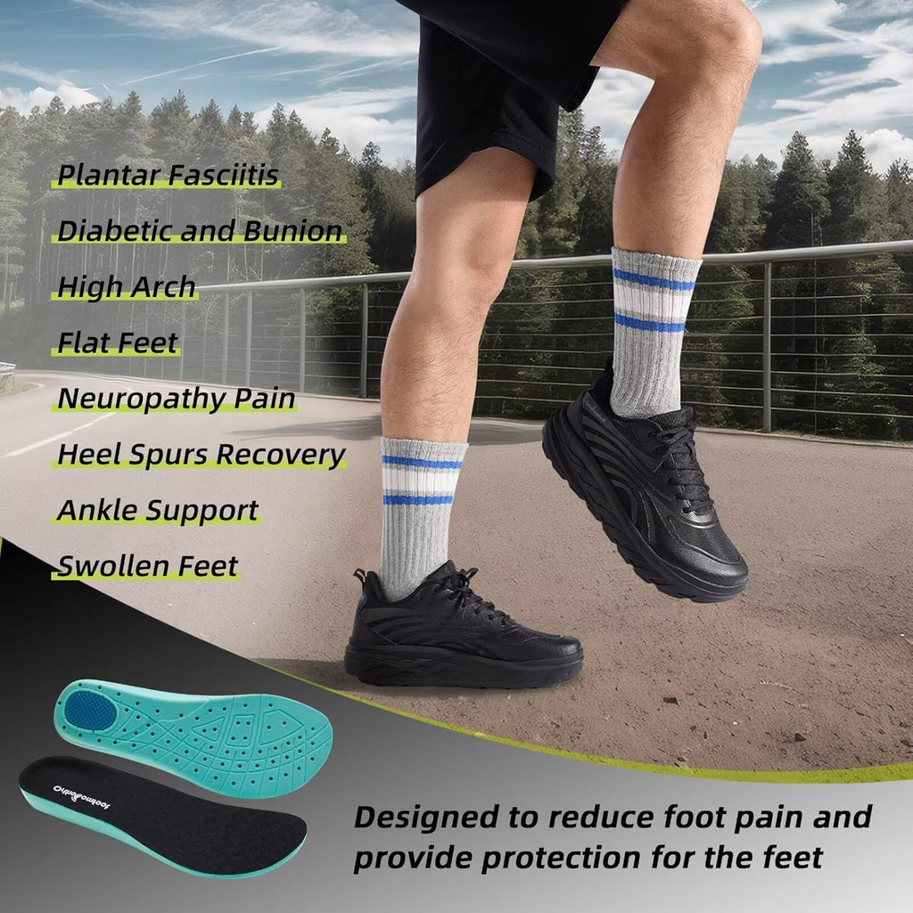 Skiennix Men's Orthopedic Diabetic Running Shoes - Comfortable Arch Support for Heel Pain Relief | Wide Fit Sneakers