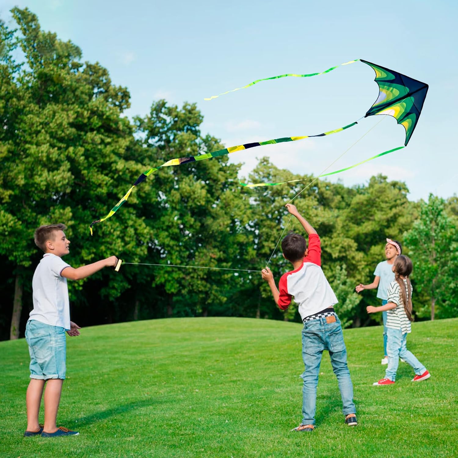 SGftre Delta Kite - Easy to Fly Single Line Kite with Tail for Kids & Adults | Perfect for Beach & Park Fun