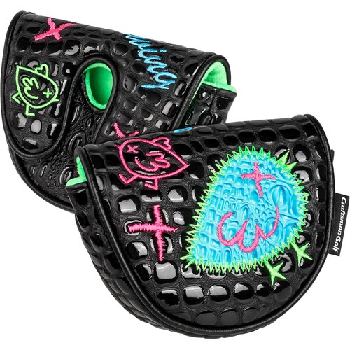Craftsman Golf DF3 Putter Cover Golf Headcover Center Shaft Birdie Design OZ1 Headcover Mallet Putter Cover with Magnetic Closure for Driver Mid Mallet Putter Heel Shafted