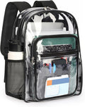 ZORFIN Clear Backpack - Heavy Duty 17in Transparent PVC Bag with Large Capacity & Reinforced Straps | Black