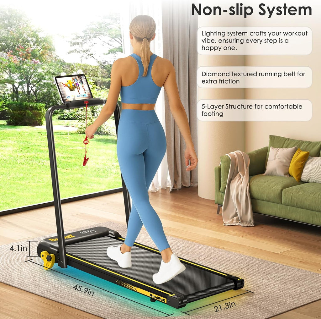 Walking Pad with Incline Portable Treadmill with Handle Bar for Home Office Under Desk Use Small Space Treadmill
