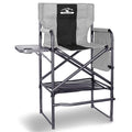 Tisetrail Tall Directors Chair 30" Seat Height, Bar Height Folding Chair with Side Table, Foldable Camping Chair with Side Pocket for Makeup Artist, Sports Event, Supports 400LBS - Black/Gray