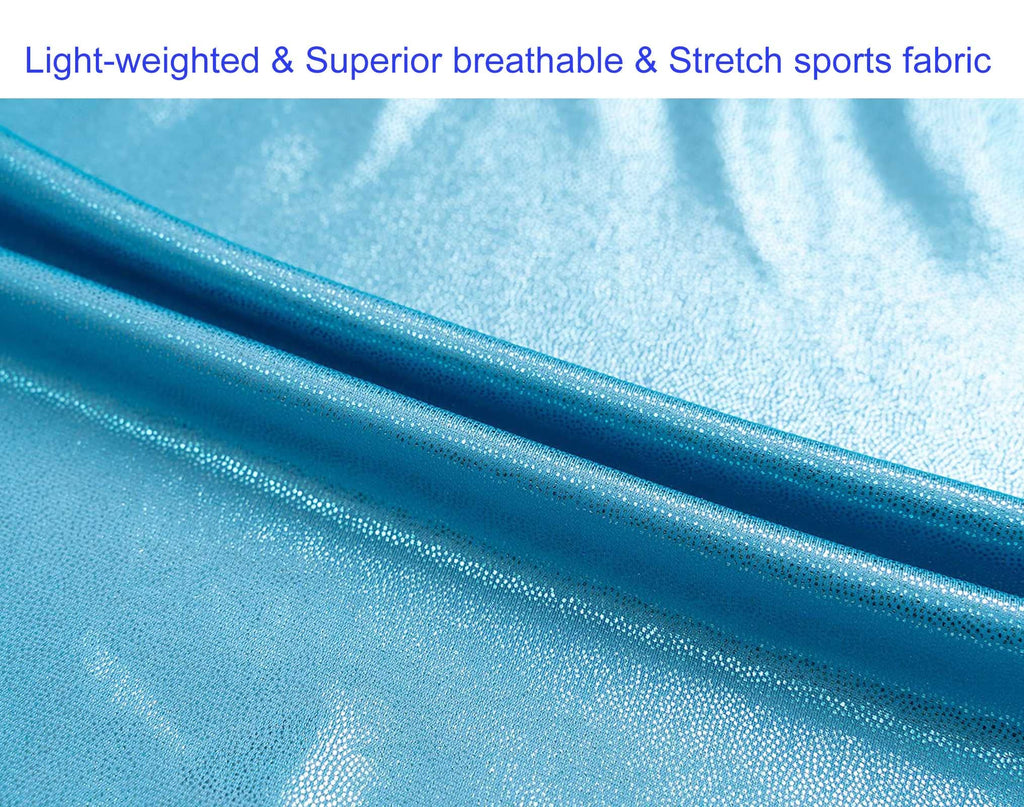 Domusgo Toddler Girls Gymnastics Leotards Size 2t 3t Sparkle Metallic Solid Blue Biketard with Shorts