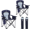 Green Party Folding Camping Chair - Oversized Heavy Duty with Cooler Bag & Cup Holder | Collapsible Padded Arm Chair