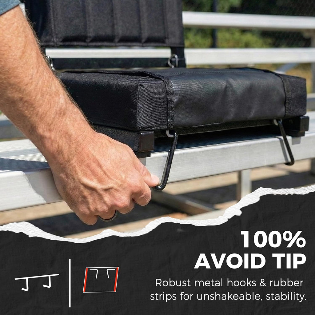 Sport Beats Stadium Seats - Padded Bleacher Chairs with Back Support & Shoulder Strap - Comfortable Seating