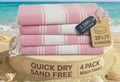 LANE LINEN Turkish Beach Towel Set of 4 - Beach Towels, Pre-Washed Pool Towel, Extra Large Beach Towel, Quick Dry & Sand Free, Absorbent Travel Towel, 39"x71" - Candy Pink