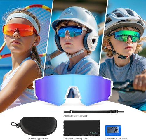 Fanshen Kids Baseball Sunglasses - Polarized UV Protection for Ages 3-12 | Sports Softball Eyewear