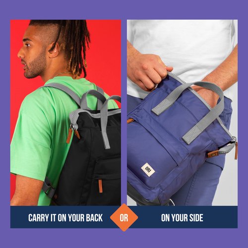 ORI LONDON Medium Tote Bag Backpack - Nylon Tote Backpack for Women & Men with Wide Mouth, Chunky Zippers, Multiple Pockets, Adjustable Straps - The Bantry, Stormy Backpack, 15.75x 11.81x 4.72