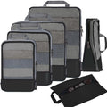 BAGAIL Compression Packing Cubes - Expandable Travel Organizers with Half Mesh Design | 6 Black Sets
