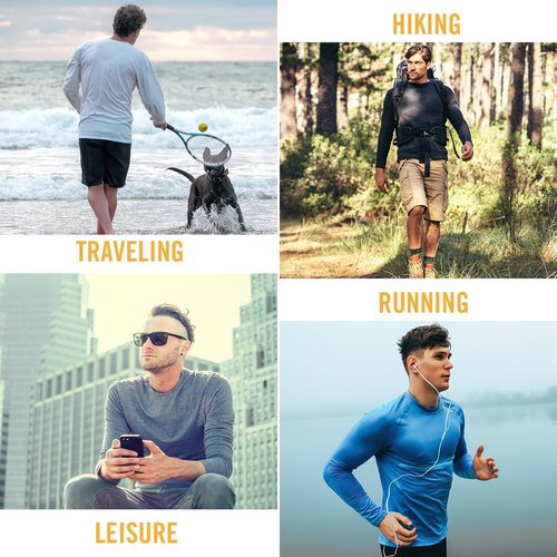 Baleaf Men's UV Protection Long Sleeve Rash Guard - Quick Dry, Lightweight, UPF 50+ for Fishing & Running