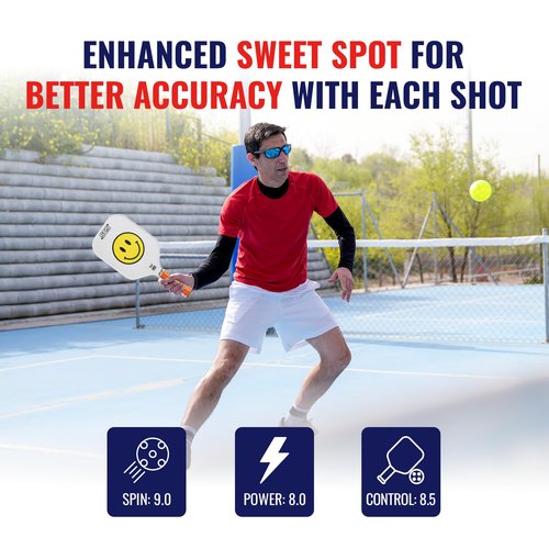 SCS Carbon Fiber Pickleball Paddle – USAPA Approved 2024 – Lightweight, Enhanced Spin, Sure-Grip Handle – Evo-Lite Series for Intermediate Players - Happy Paddle