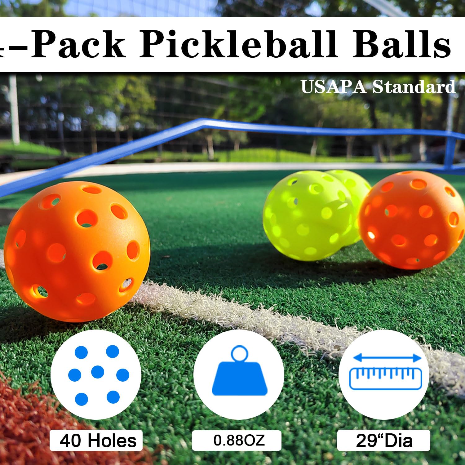 Zdgao Pickleball Nets Portable Outdoor Pickle Ball Set with 4 Wooden Pickleball Paddles, 4 Pickle Balls and Court Marking Kit, Regulation Size Pickleball Net with Carrying Bag for Backyard, Driveway