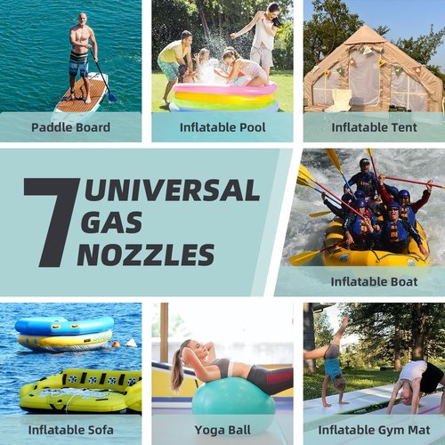 ZAFIED Paddle Board Pump Adapter Hose, Universal Sup Pump Adaptor Hose with 7 Air Valve Nozzles Fits for Most Sup Pump, Swivel Threaded Connector, Inner Diameter 0.9inch