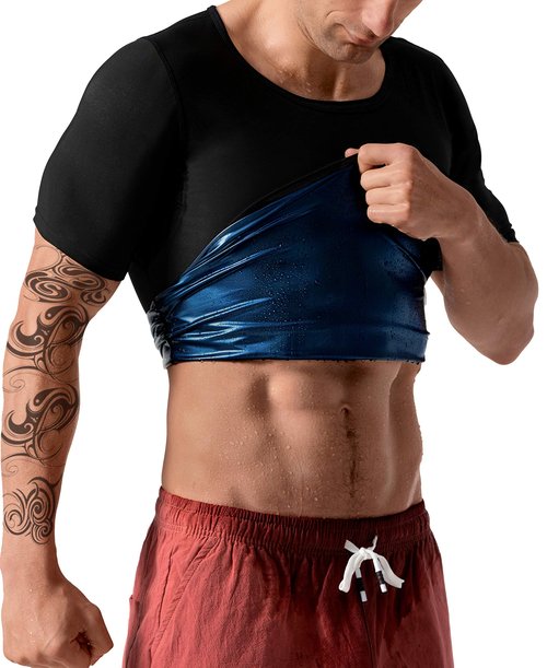 QZSH Men Sauna Shirt Sweat Suit Slimming Vest Workout Tank Top Waist Trainer Shaper(BH6004-01-S)