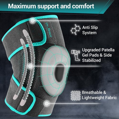 Dr. Brace Elite Knee Brace - Maximum Pain Support with Side Stabilizers & Gel Pads | Medium, Earth Color