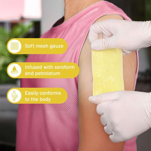 Xeroform Petrolatum Dressing 2x2-25 Sterile Petroleum Gauze Dressings - Mesh Occlusive Gauze Strip for Wound Care - Individually Wrapped, Absorbent, Non Adherent, and Latex Free