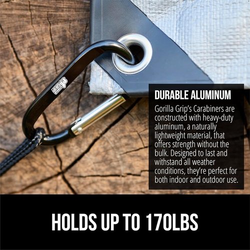 GORILLA GRIP Heavy-Duty Carabiner Clip - 3" D Ring Key Holder, Holds 170lbs, Rust & Scratch-Resistant