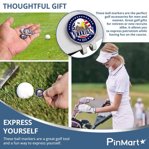 PinMart’s Officially Licensed United States Veteran Navy Bundle Pack of 9 Golf Ball Markers - Golf Accessories for Men and Women – Magnetic Veteran Ball Markers Set of 9