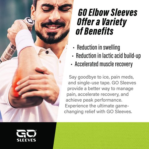 GO SLEEVES Premium Compression Sleeves Support for Tendonitis, Tennis & Golf Elbow, Weightlifting, and Joint Pain Relief - Kinesiology Compression Elbow Sleeves for Men and Women