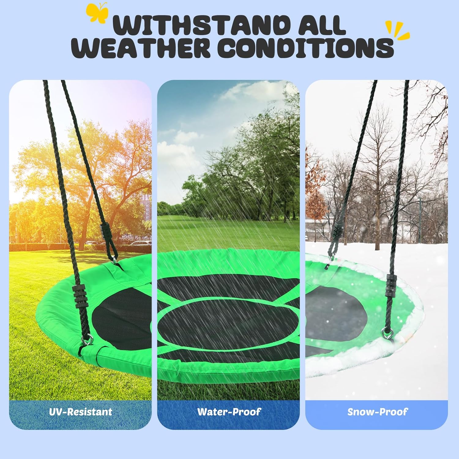 Trekassy 40-Inch 700lb Saucer Tree Swing - Waterproof 900D Oxford Fabric, Steel Frame & Adjustable Ropes