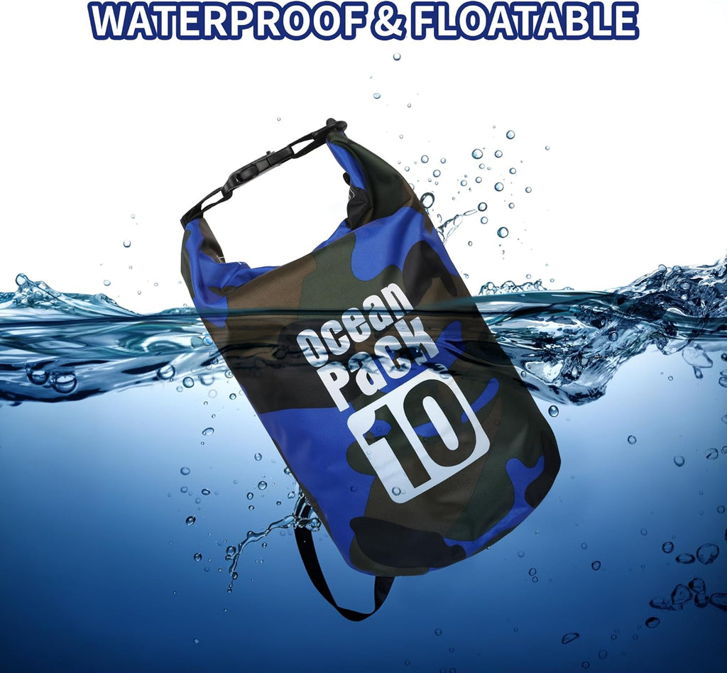 Skiennix Waterproof Dry Bag - 20L Lightweight Storage Backpack with Phone Case for Travel & Outdoor Activities - Blue