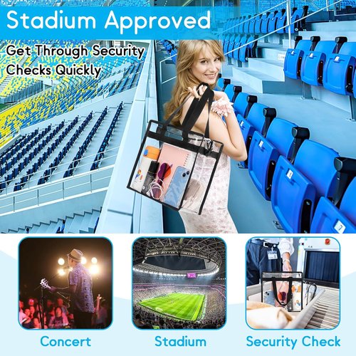 Hoiny Clear Stadium Bag - Large Transparent Tote (12x6x12) for Gym, Concert & Sports Events