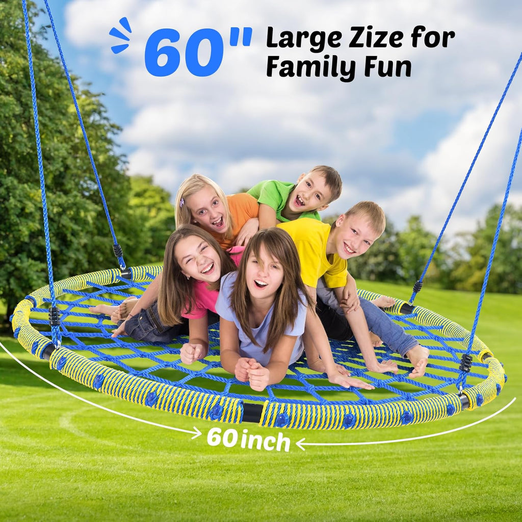 Trekassy 60" Large Spider Web Saucer Swing - Heavy Duty Outdoor Net Swing for Kids & Adults, 750lbs Capacity