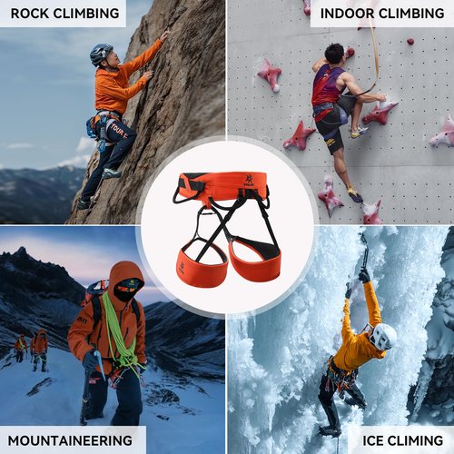 KAILAS Safety Climbing Harness Professional Mountaineering Lightweight Rock Climbing Gear Protect Waist Safety Belt Orange Red M