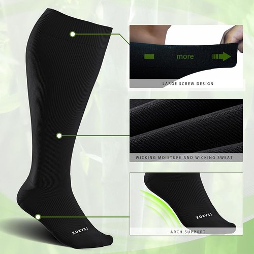 LEVSOX Wide Calf Compression Socks - Plus Size 15-20mmHg Knee High Support for Circulation