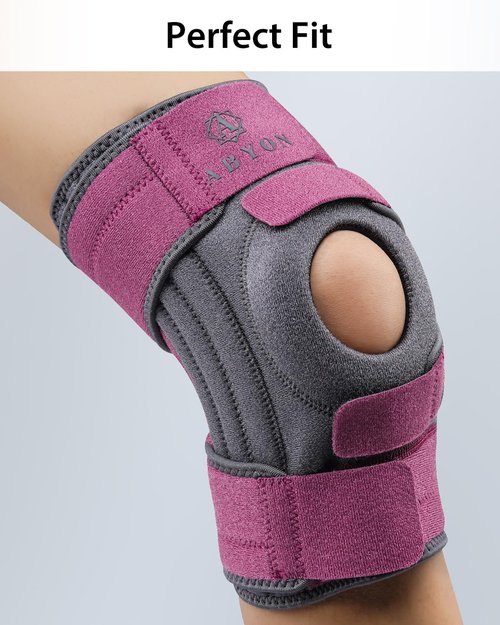 ABYON Knee Brace - Adjustable Support for Meniscus Tear & ACL Injuries | Triple Side Stabilizers, 360° Wraparound Strap