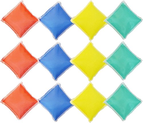 GSi Mini Bean Bags & Rainbow Play Parachute Set - 12 Pack for Kids' Physical Education & Games