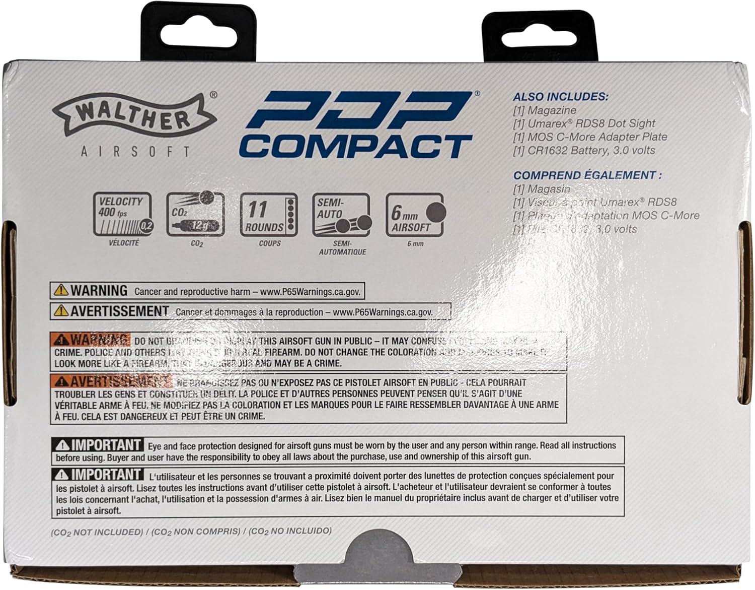 Walther PDP Compact Airsoft Gun - Optics-Ready 6mm BB Pistol with RDS8 Red Dot Sight