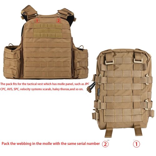 Tactical Mini Molle Hydration Pack,Molle Hydration Carrier with IFAK Pouch&US Flag&Med Patch,Hydropack for 2L Water Bladder (Coyote Brown)