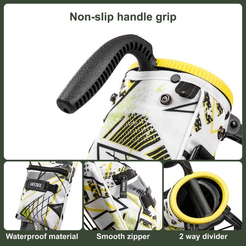 Lightweight Golf Stand Bag with 2-Way Dividers, Junior Easy-to-Carry Par 3 Golf Bag, Pitch n Putt Golf Bag with Multiple Pockets for Accessories