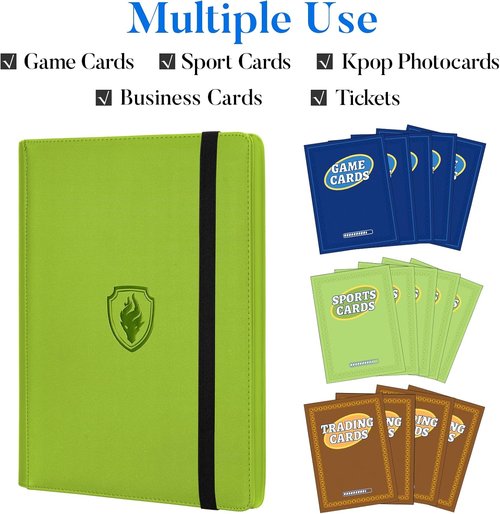 Fabmaker Premium 9 Pocket Card Binder - Sturdy Album for 360 Cards | Sleek Green Trading Card Holder