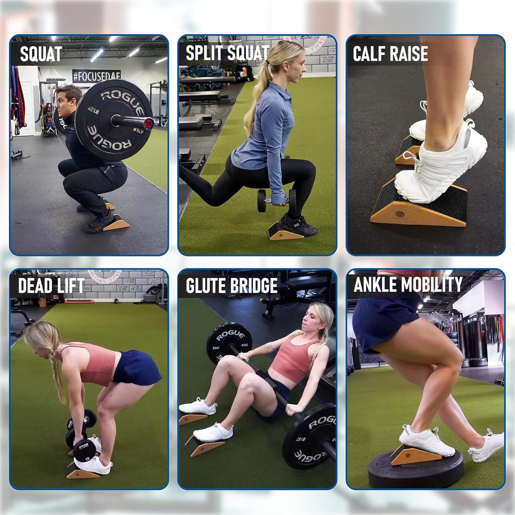 Squat Wedge Block Cork 2 Pack - Non-Slip Heel Elevated Wedge for Safe Squats & Calf Raises