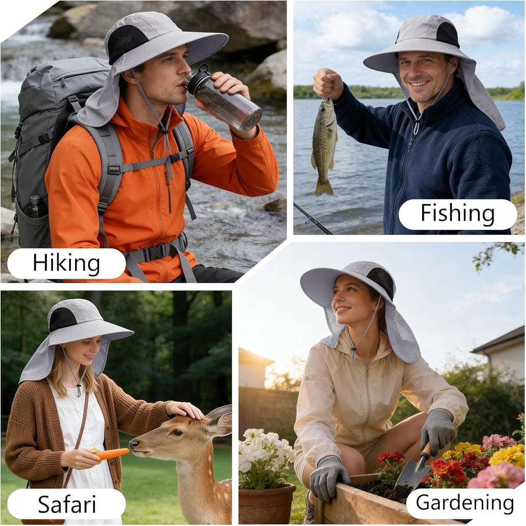 Skiennix Sun Hat - UPF 50+ UV Protection with Neck Flap | Wide Brim Hiking & Fishing Hat for Men & Women