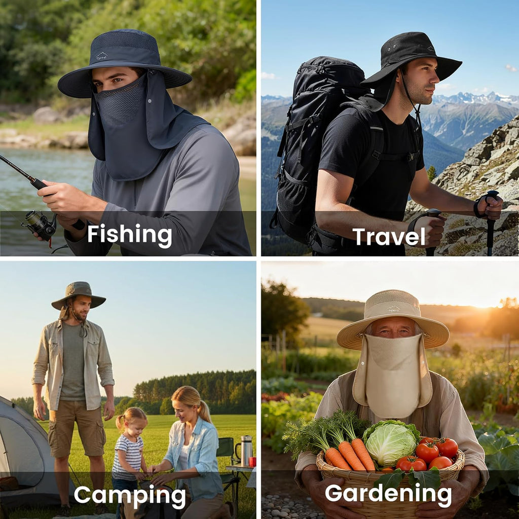 Sun Hats | Wide Brim Bucket Hat by [Brand Name] - UV Protection with UPF 50+ Face Cover & Neck Flap