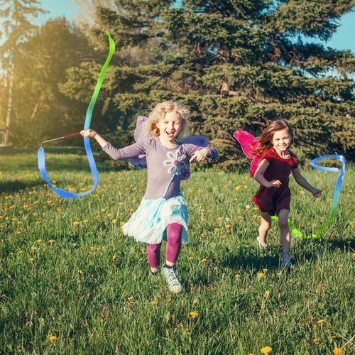 Cikyner Gymnastics Ribbon - 2 Pack Colorful Dance Bands with Sticks | Perfect for Kids' Parties and Games
