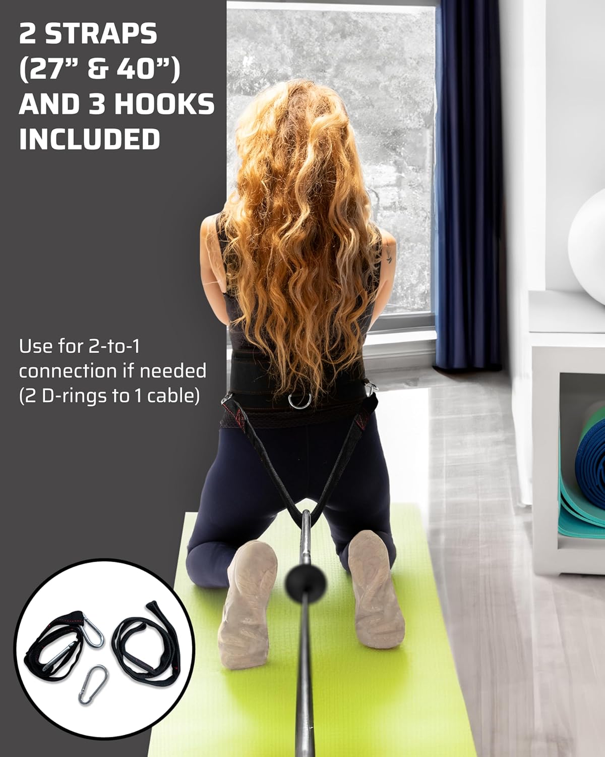 TheFitGuy Multi-Attachment Belt - Enhance Cable Machine Workouts | 5 Attachment Points, 2 Straps (40” & 27”)
