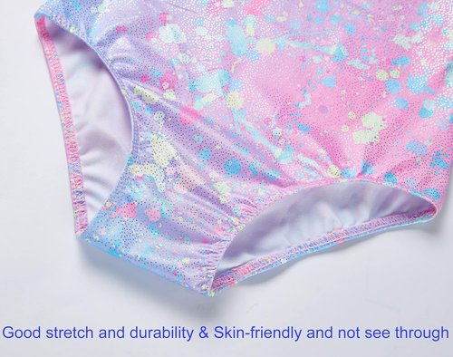 Domusgo Girls Gymnastics Leotards - Shiny Colorful Long Sleeve Bodysuits for Tumbling | Sizes Available