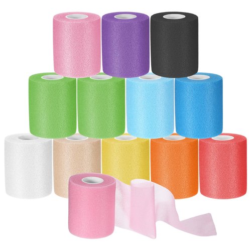 12Pcs Colord Prewrap Athletic Tape, 2.75 Inch X 11 Yards Pre wrap Athletic Tape for Injuries, Premium Quality Wrap Athletic Prewrap Tearable, Foam Knee Baseball Wrist Bands Sports Ankle Soccer Tape