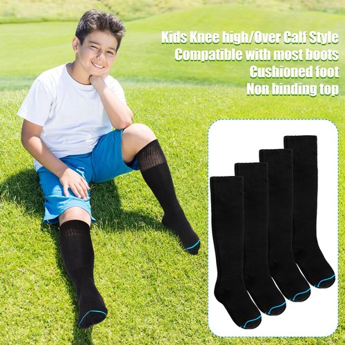 ShinyMatch 4 Pairs Kids Replacement Sock Liner for Walking Boots Cast Socks Compatible with Aircast Walker Brace for Kids(Black)