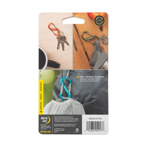 Nite Ize Dual Carabiner - Multiple S-Biner Sizes for Keys & Gear - Aluminum S-Biners for Car Keys, Keychains, & Camping Accessories - Size 2, Orange/Olive/Blue (3 Pack)