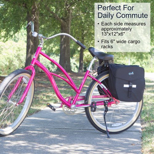Lumintrail Bike 36L Double Panniers - Saddle Bags for Rear Rack Bike Bags with Safety Reflective Strips, and Carrying Handle - Perfect for Grocery Shopping, Easy Commuting and Long Cycling Trips