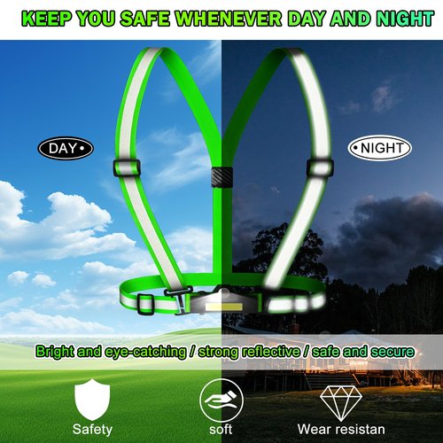 500LM Running Lights for Runners, Adjustable 100° Beam Running Light Vest, 360° Reflective Running Gear Rechargeable, Runners Lights for Night Safety, Lighted Vest for Walking/Cycling/Jogging