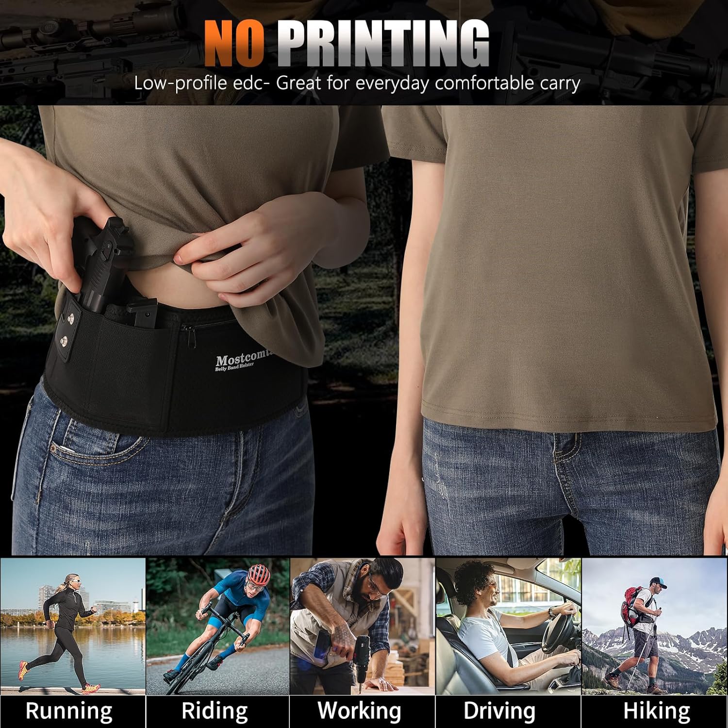 Skiennix Belly Band Holster - Comfortable & Breathable Neoprene Waistband | Fits Most Handguns