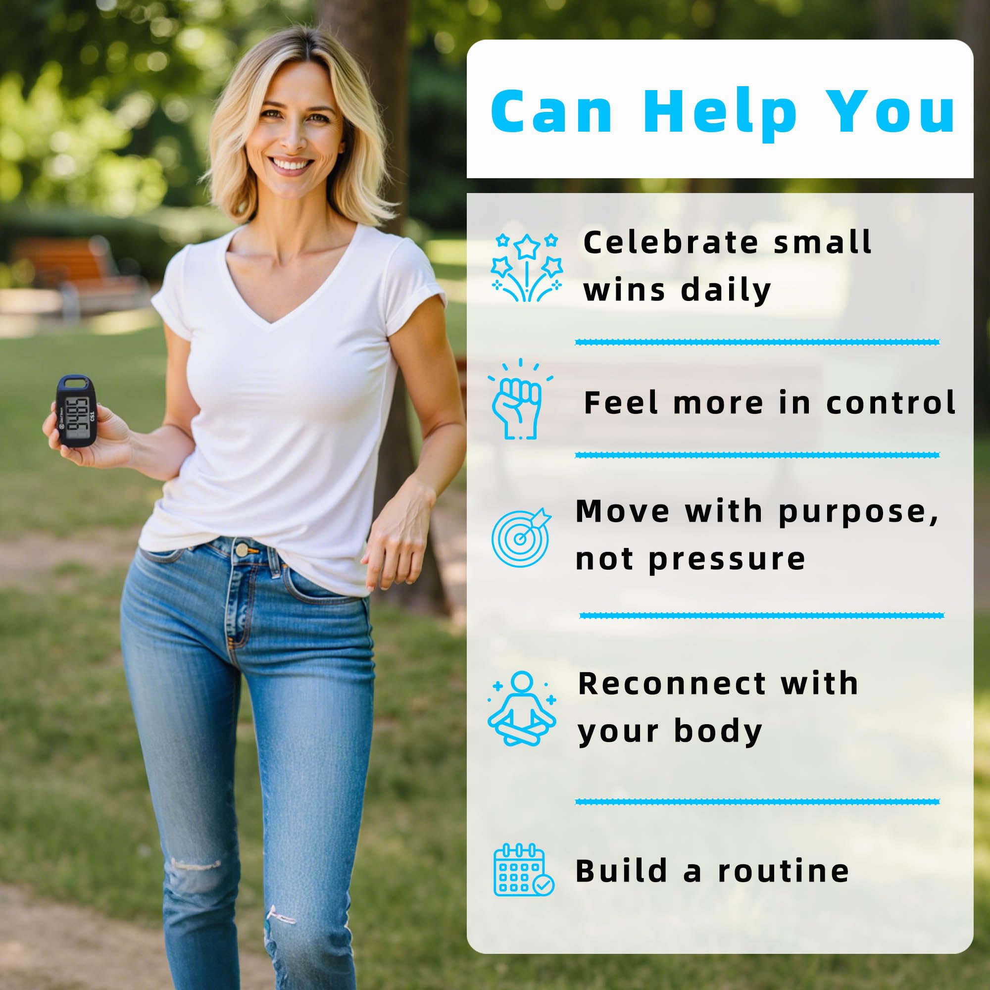 OZO Fitness Clip-on 3D Pedometer for Walking Steps Counter with Lanyard, Simple Exercise Tracker for Women and Seniors with Large Accurate Digital Display, Portable Minimalist Sports Monitor, Black